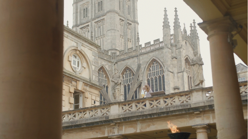 Filming at Romans Baths